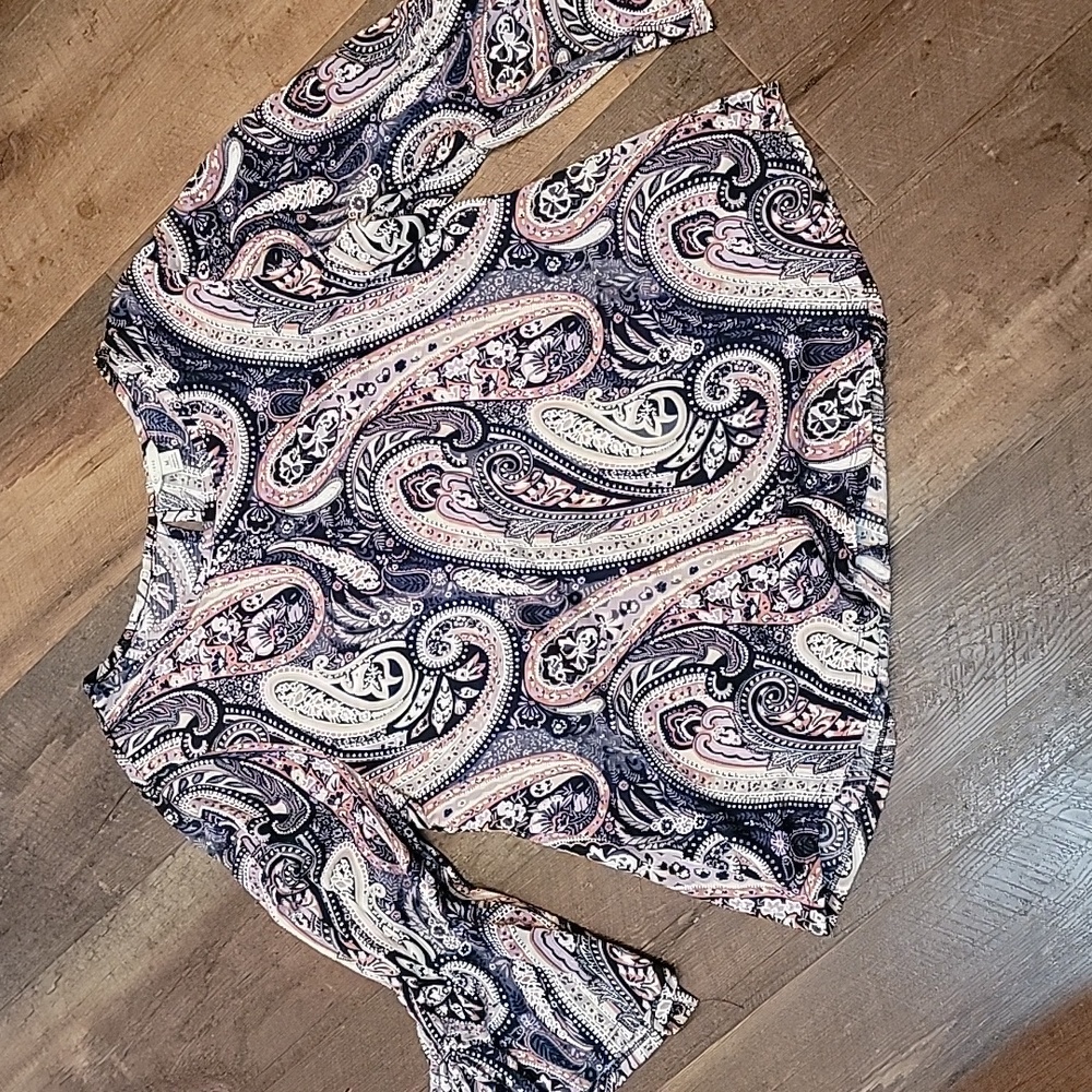 Paisley Print Women's Blouse - Pink and Blue